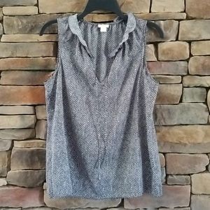 J. Crew Herringbone Ruffle Top in Gray